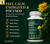 Soluma Rhodiola cápsulas dentro del frasco y fácil dosificación