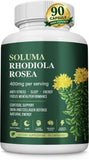Soluma Rhodiola Rosea frasco frente muestra presentación y beneficio de conveniencia