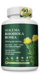 Soluma Rhodiola Rosea vista frontal y beneficio de uso diario