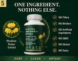frasco Soluma Rhodiola Rosea en mano para comparar tamaño y portabilidad