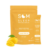 Som Sleep polvo con mango real indicando sabor natural y agradable