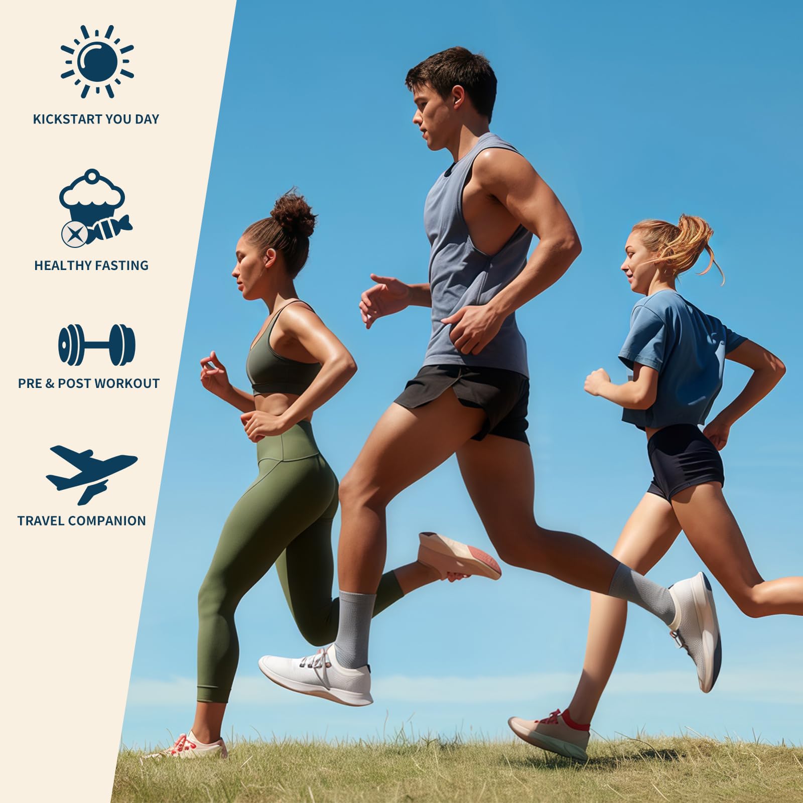 Sooergy usado por corredor, rehidratación eficiente y recuperación energética