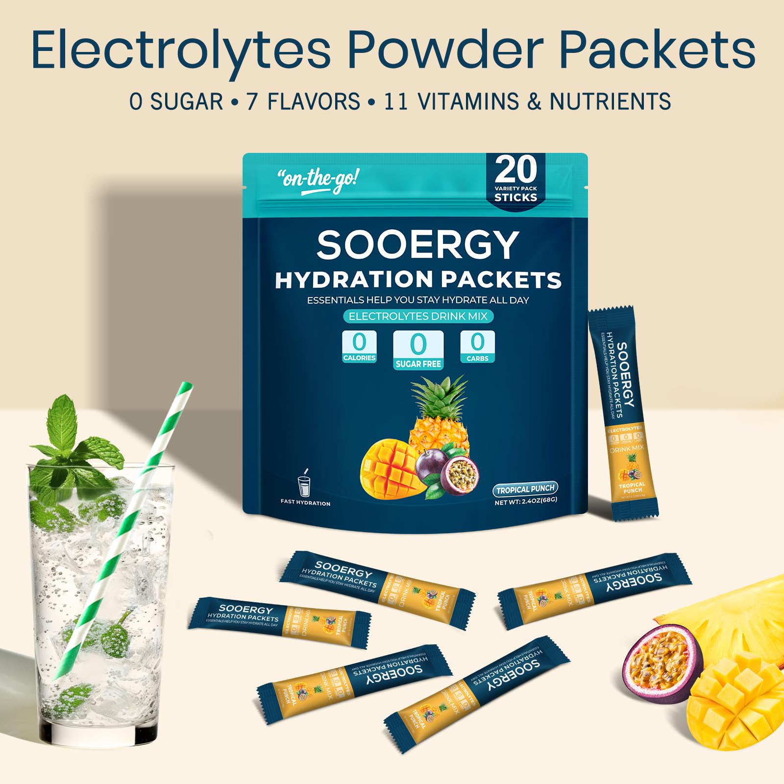 Sooergy sticks abiertos dentro del envase, portabilidad y dosis precisa