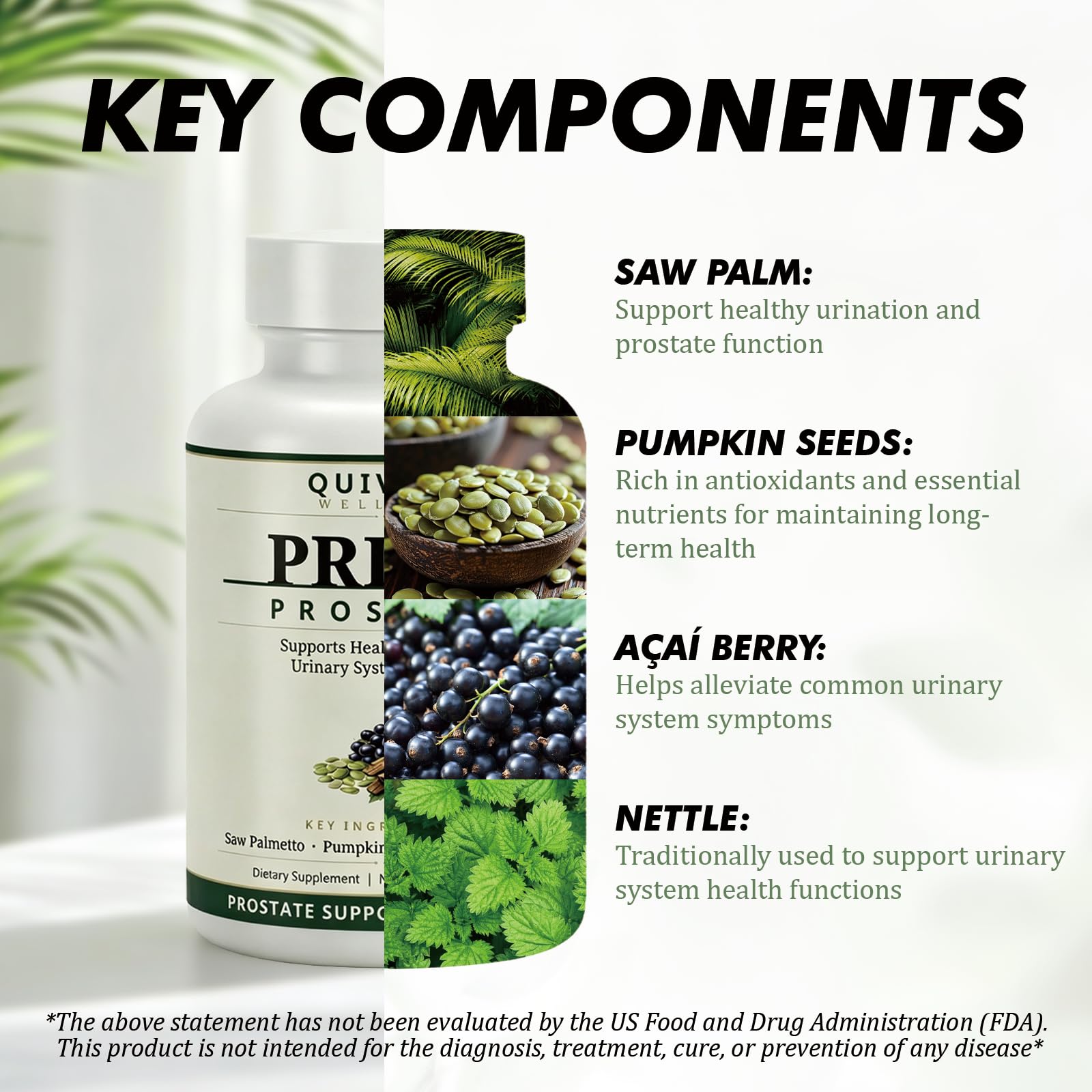 SOOTHIVA Rrime Prostate mezcla de saw palmetto y semillas de calabaza naturales