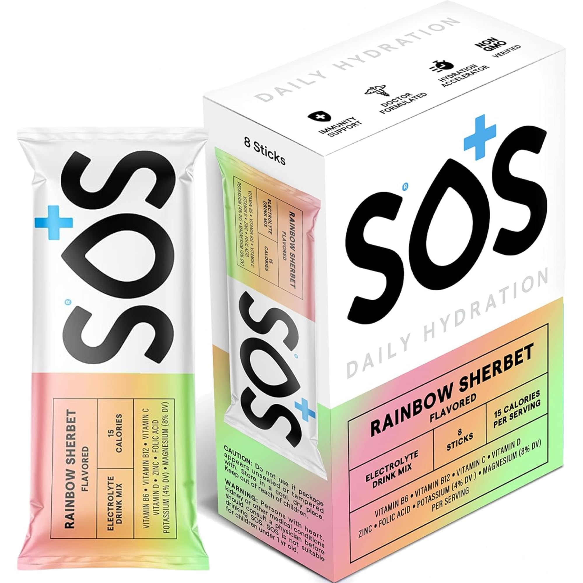 sos frente del envase Rainbow Sherbet mostrando presentación y beneficio práctico