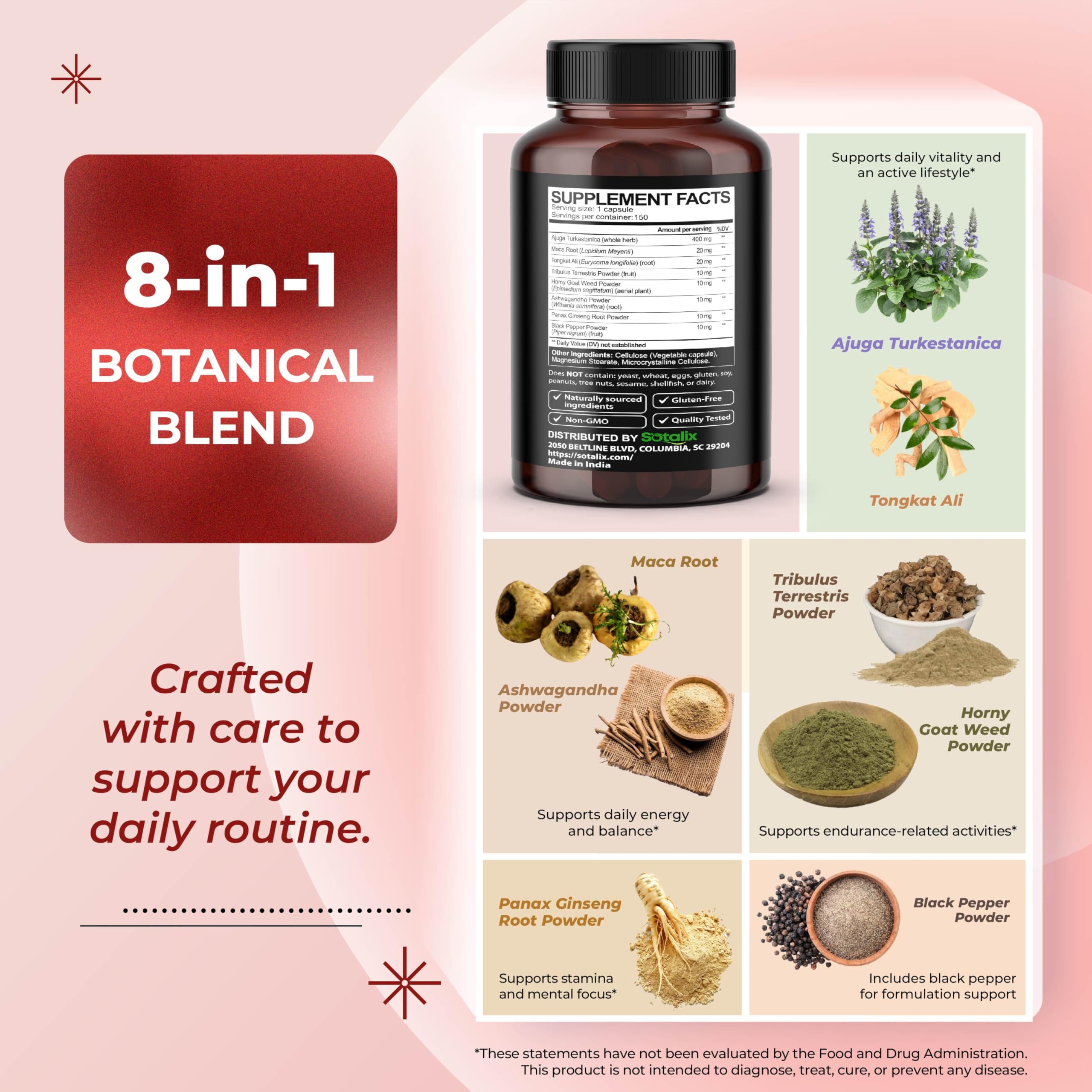 SOTALIX SUPPLEMENT cápsulas en mano para apreciar tamaño y porción