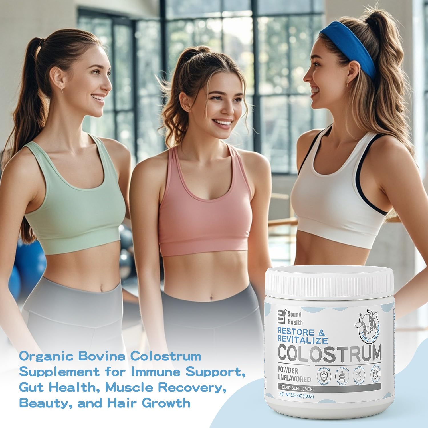 Sound Health Supplements envase en cocina, uso diario sencillo y versátil