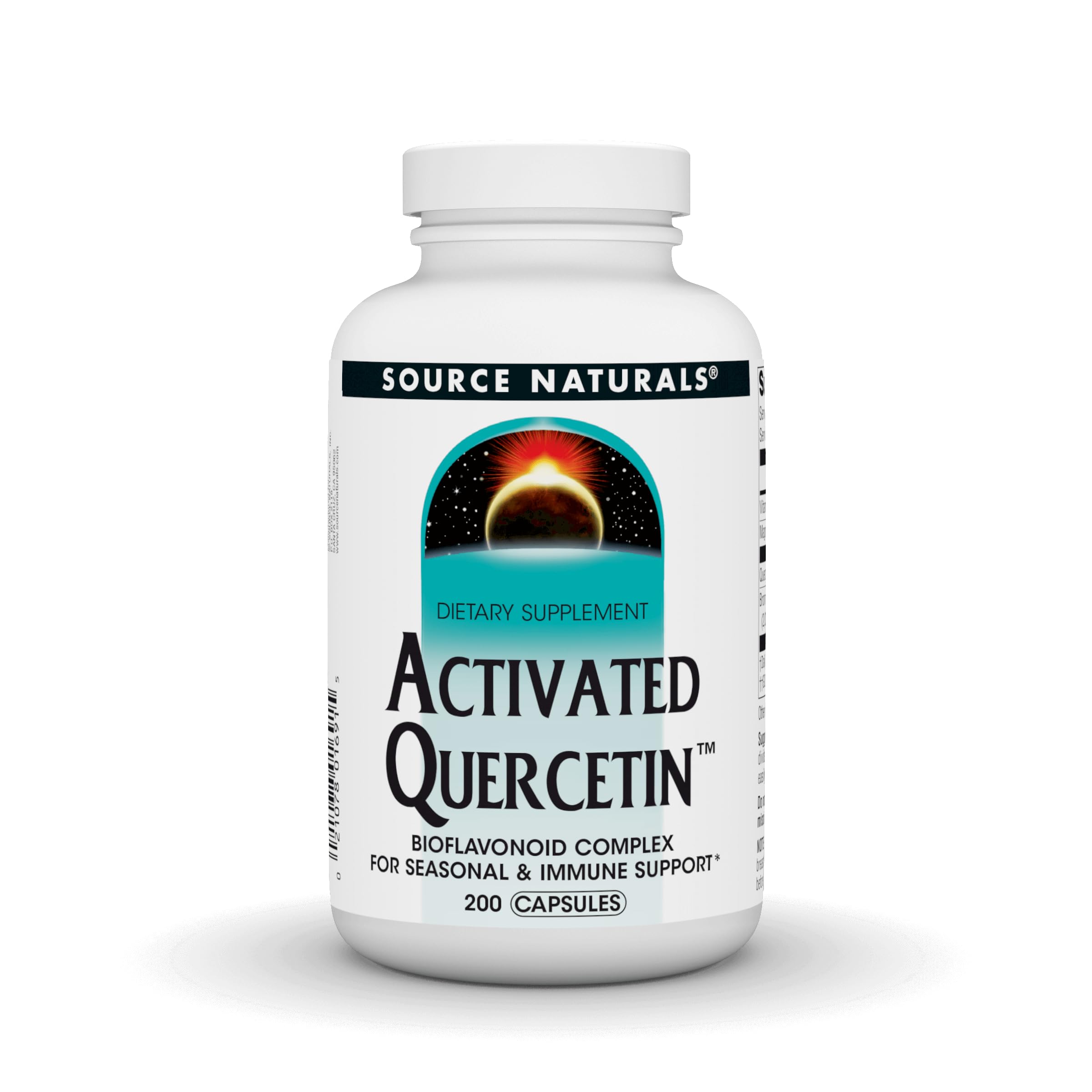 Source Naturals botella frontal del producto mostrando etiqueta y cantidad 200 cápsulas, ayuda al uso diario