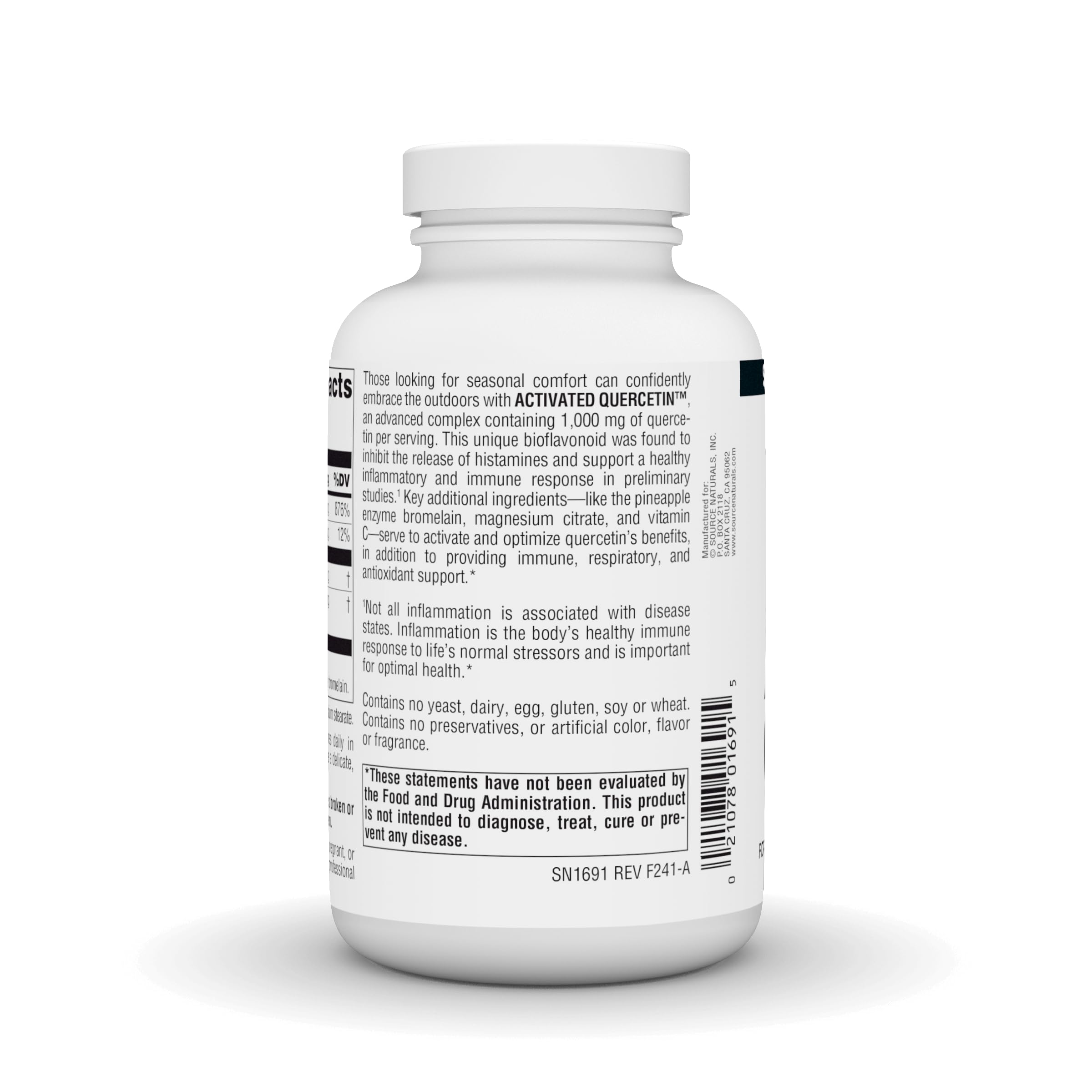 Source Naturals frasco en mano ilustrando la porción recomendada, conveniencia y escala