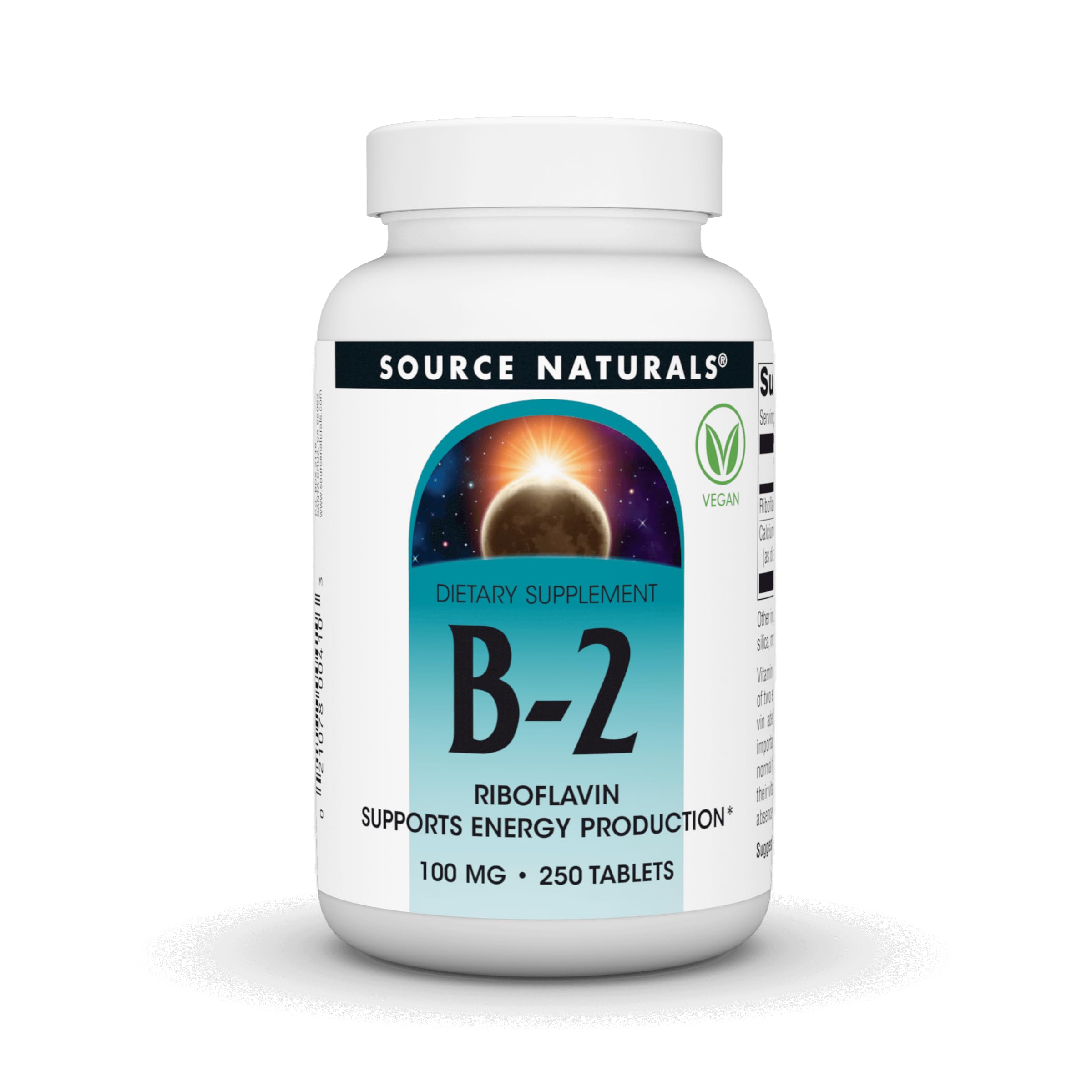 Source Naturals B-2 vista frontal del envase, paquete grande y práctico