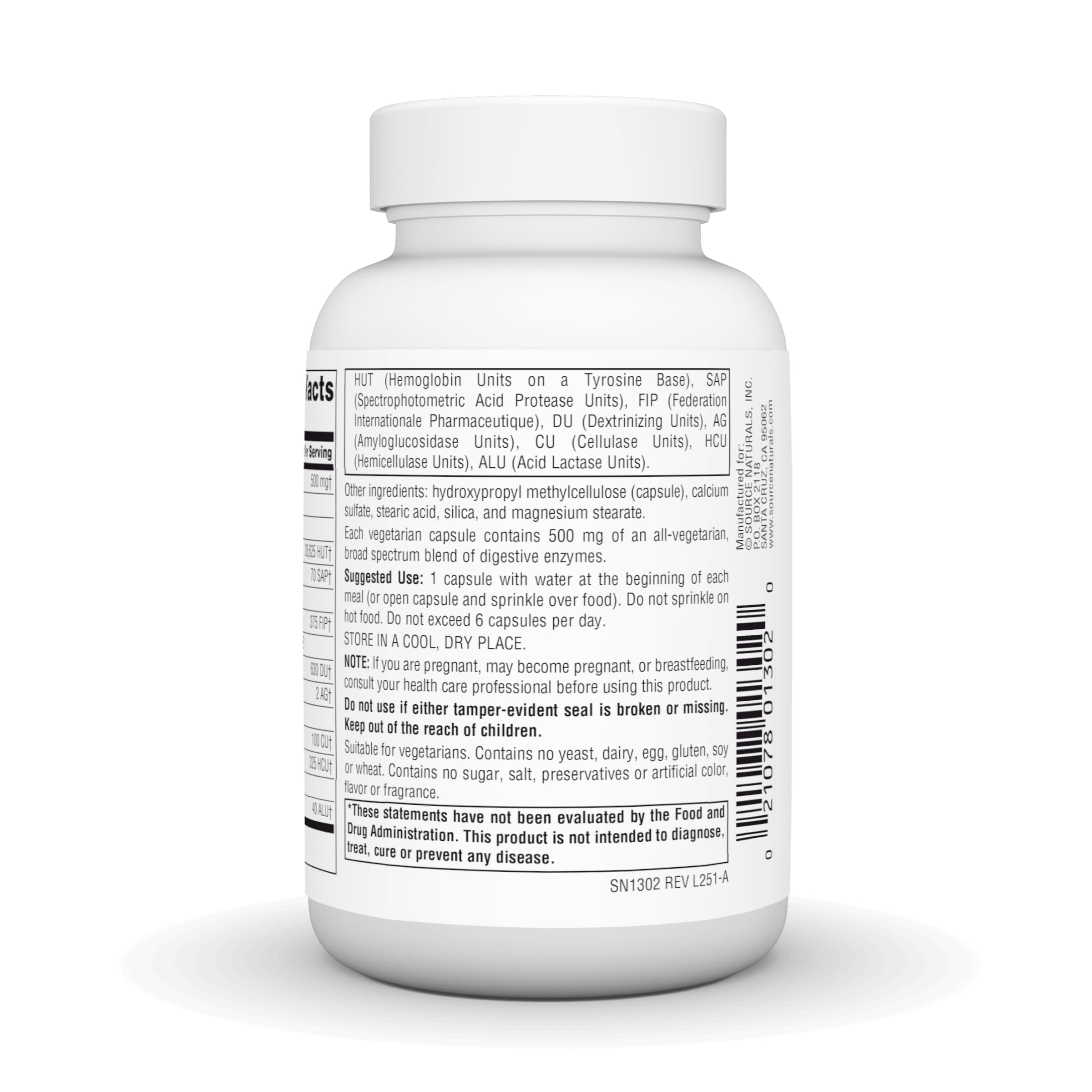 Source Naturals cápsula abierta con polvo de enzimas para espolvorear