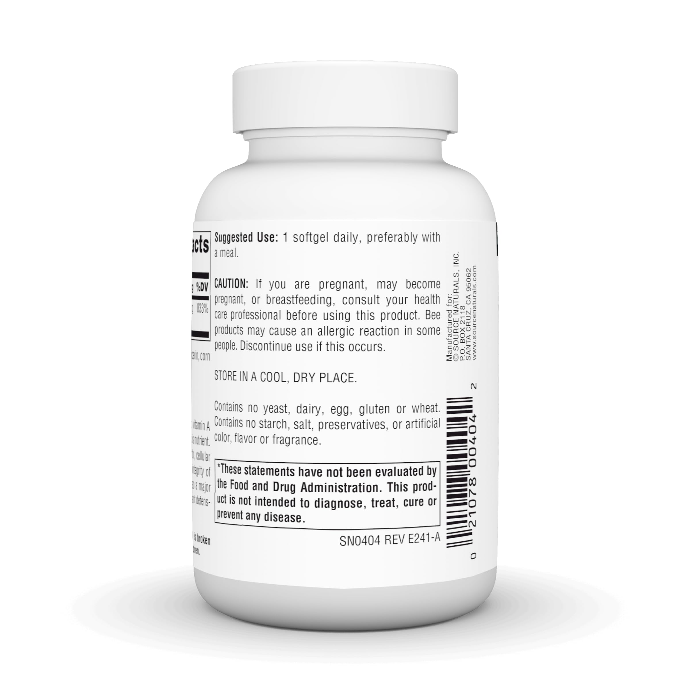 Source Naturals cápsula en mano para comparar tamaño y dosificación