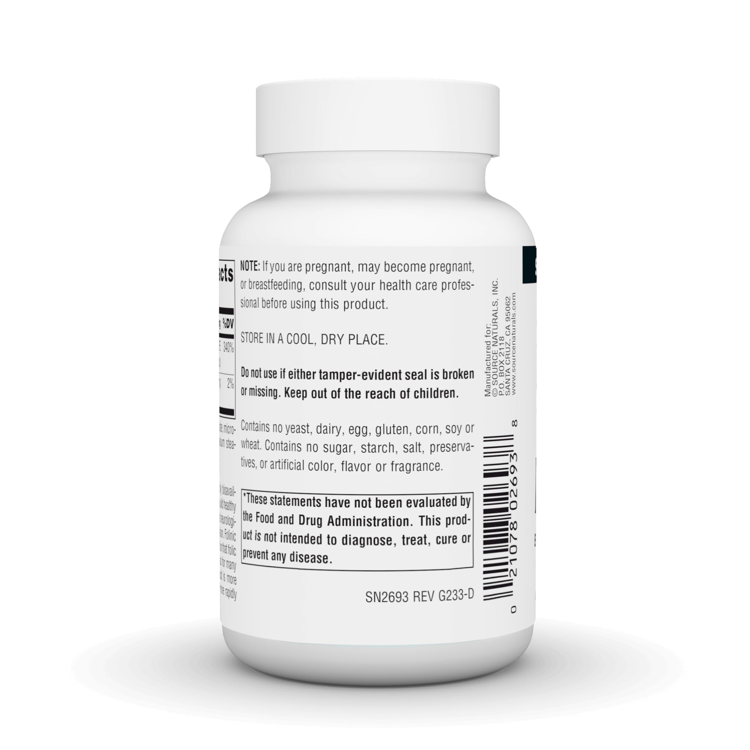 Source Naturals envase de 240 tabletas con comparación de tamaño y cantidad