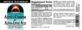 Source Naturals etiqueta legible del envase indicando ingredientes y certificación de fabricación