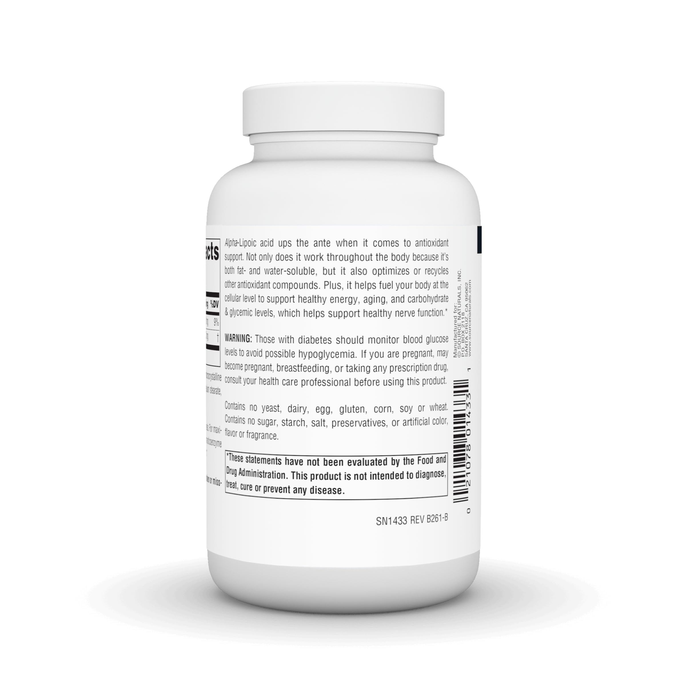 Source Naturals etiqueta con información nutricional legible y clara