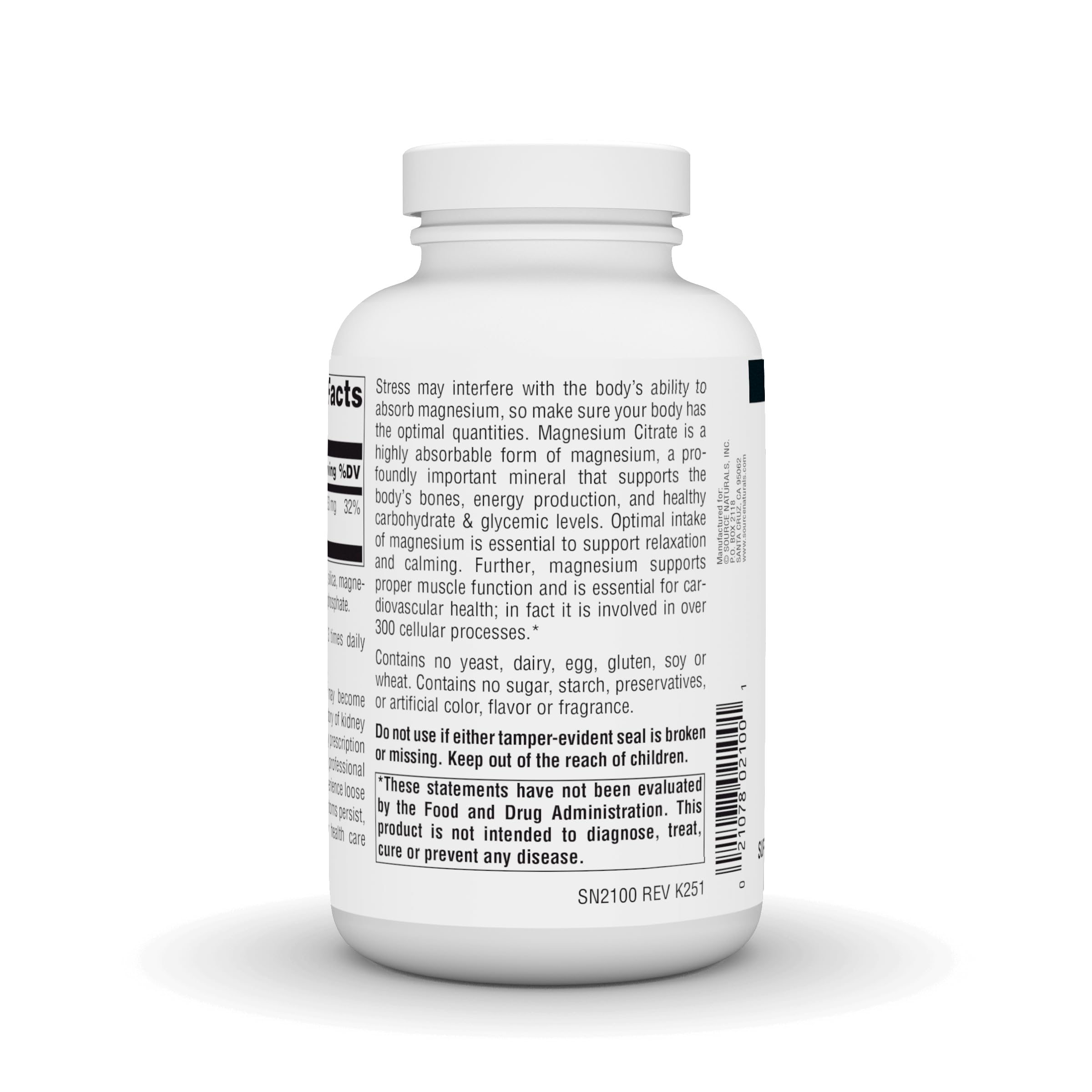 Source Naturals etiqueta con información nutricional y dosis recomendada