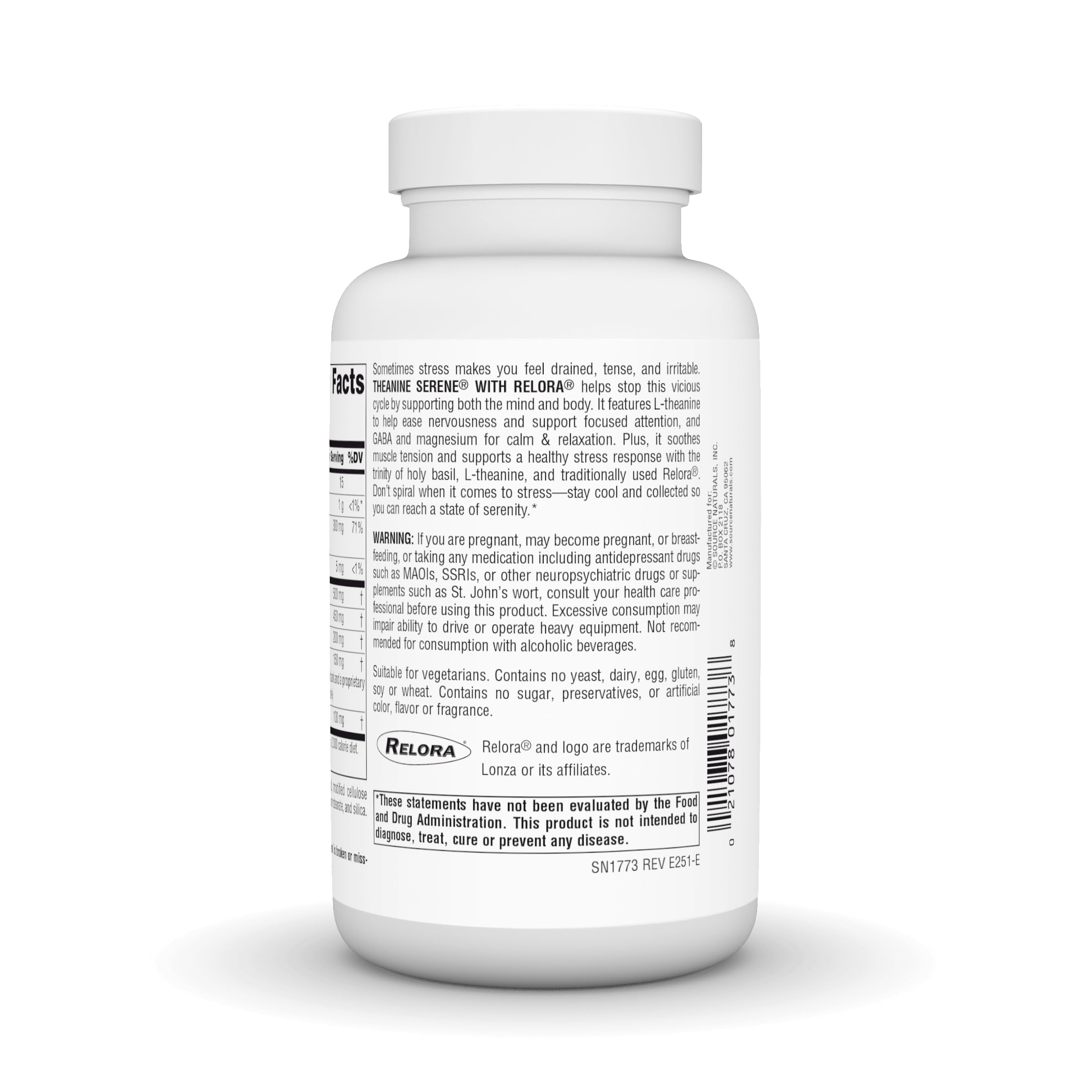 Source Naturals etiqueta de ingredientes y datos de la fórmula completa