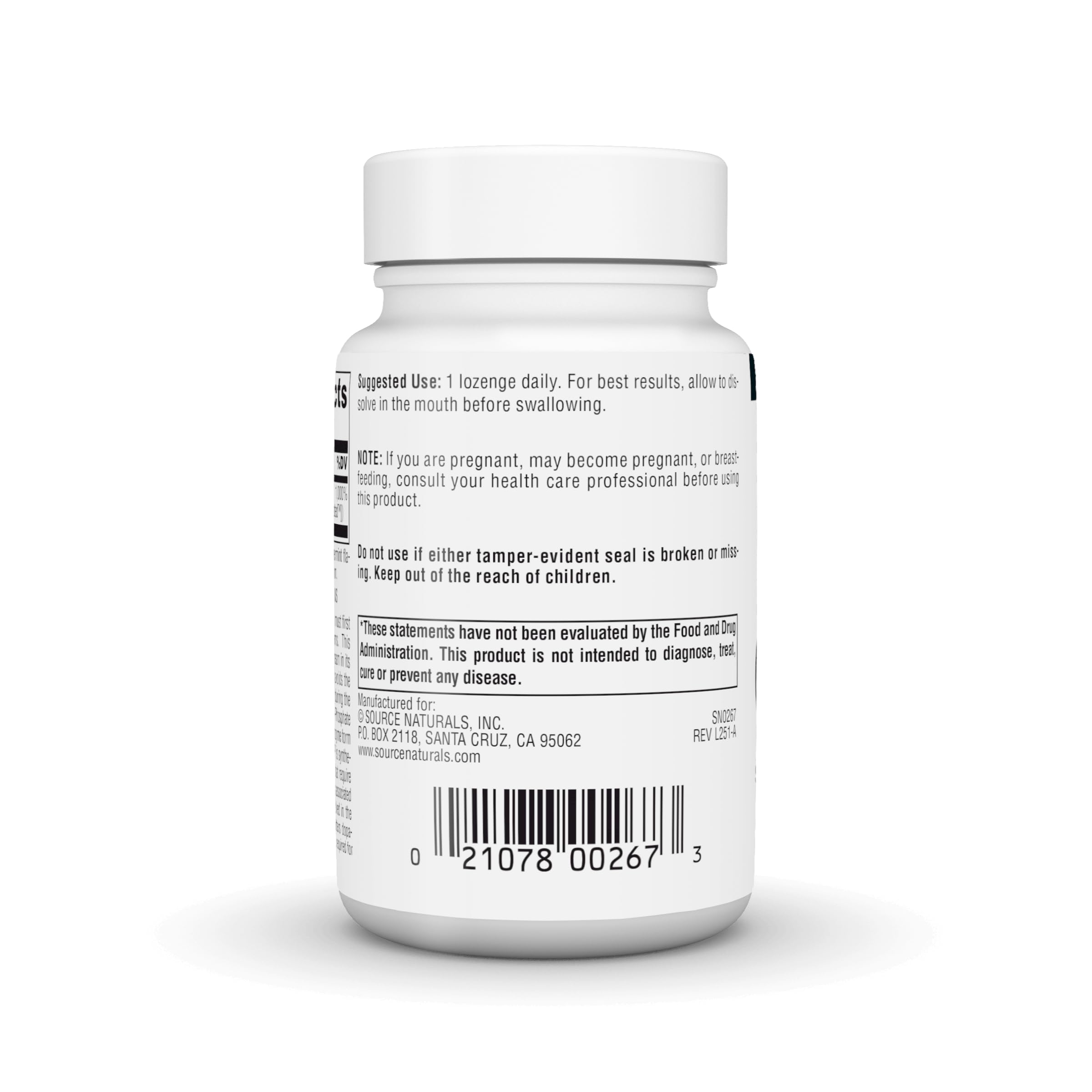 Source Naturals etiqueta con ingredientes y certificación cGMP visible