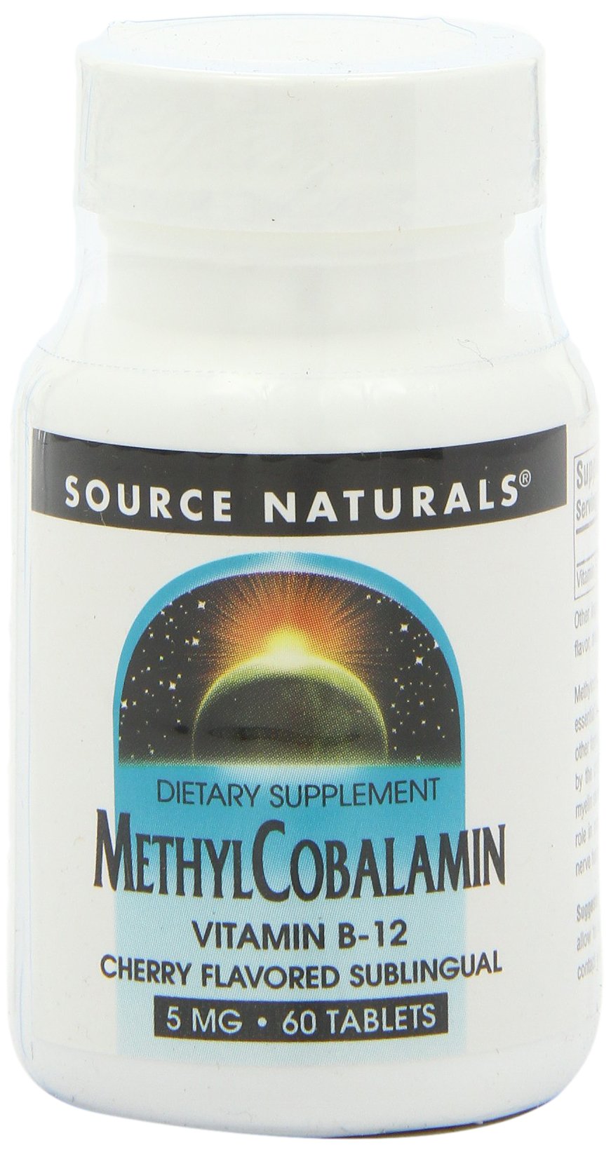 Source Naturals etiqueta nutricional con información de metilcobalamina