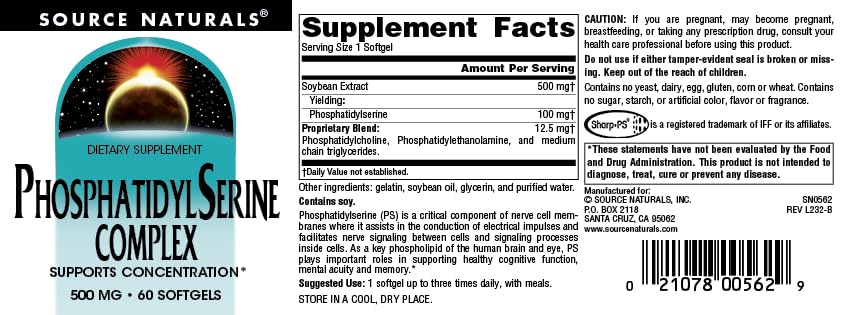 Source Naturals etiqueta nutricional visible con ingredientes y alérgenos