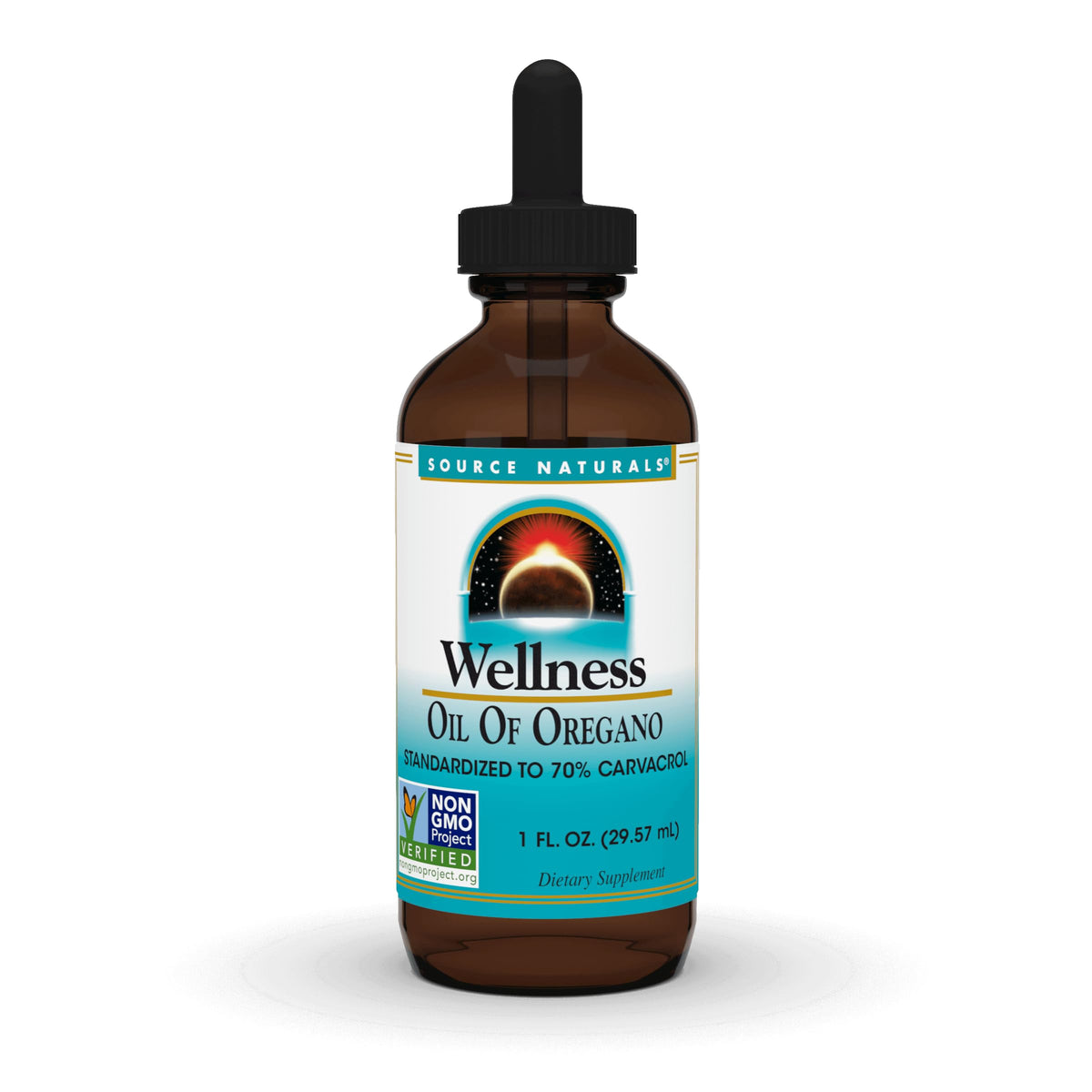 Source Naturals frasco 1 fl oz mostrando envase compacto y dosificación