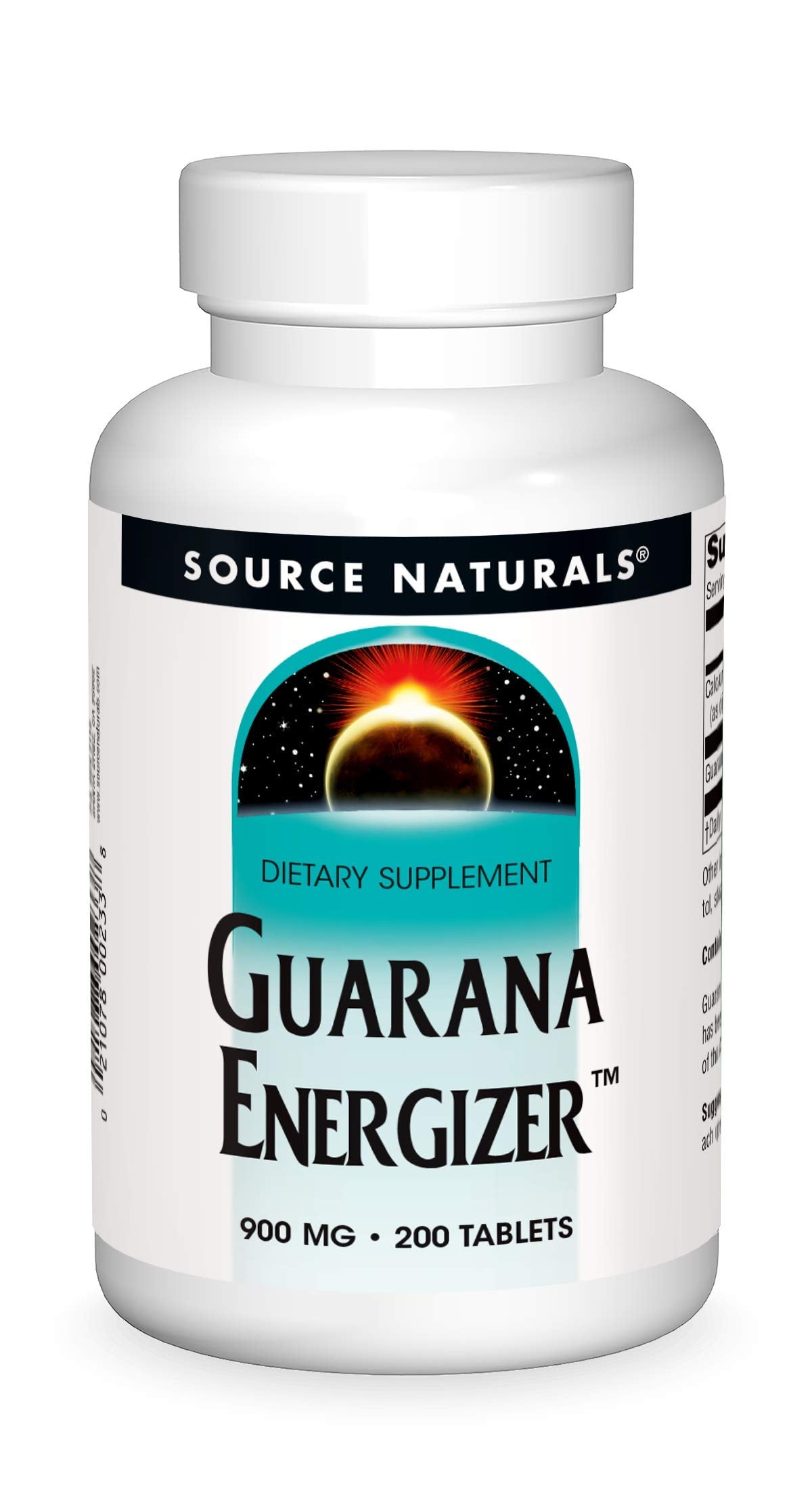 Source Naturals frasco delante mostrando la etiqueta y beneficio de energía