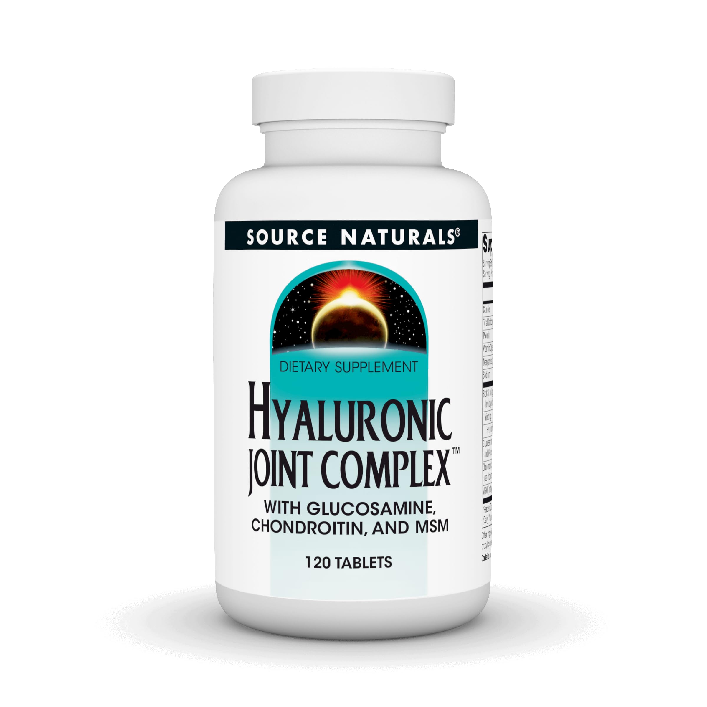 Source Naturals frasco delantero mostrando la marca y beneficio articular
