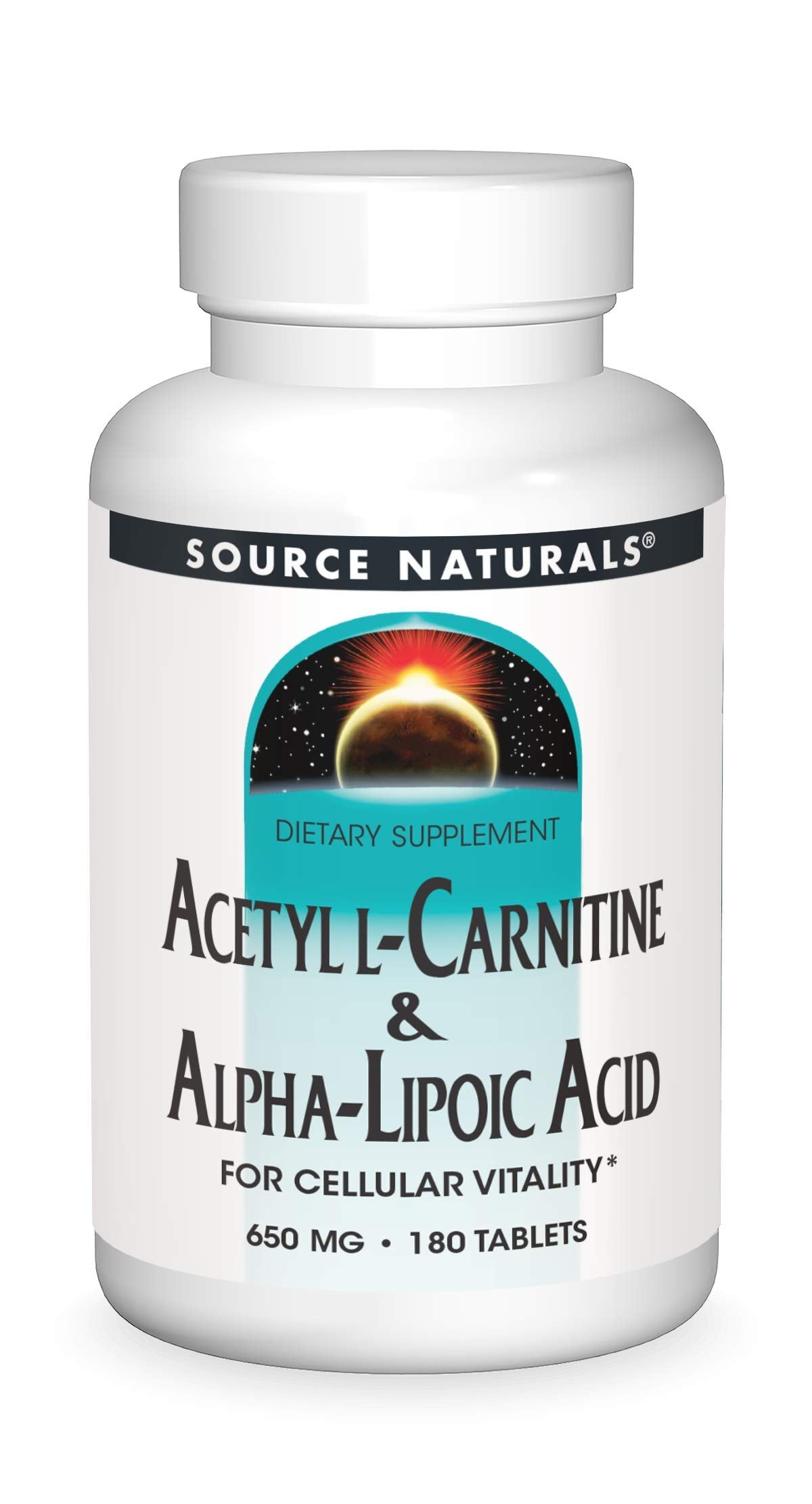 Source Naturals frasco frontal mostrando 180 tabletas y etiqueta clara