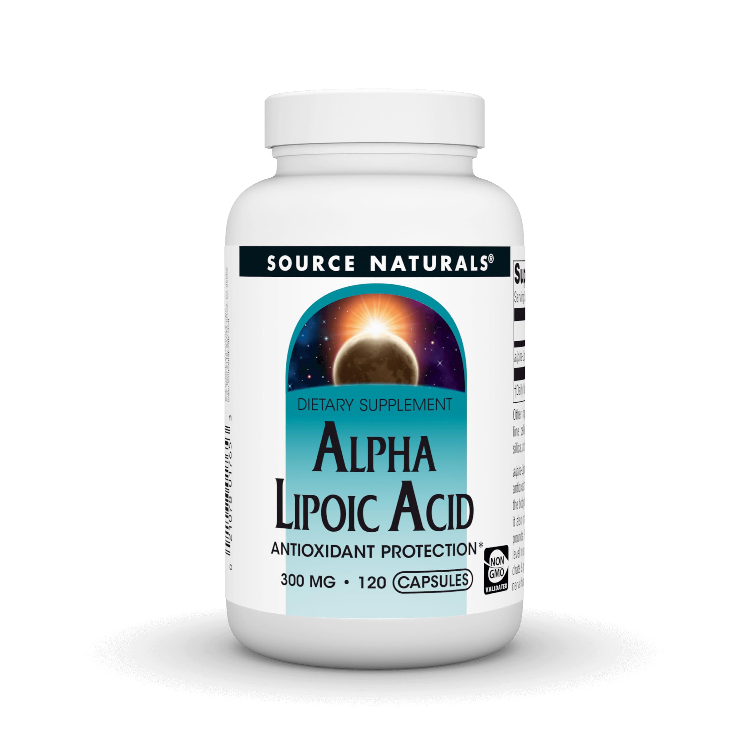 Source Naturals botella frontal mostrando etiqueta y beneficio antioxidante