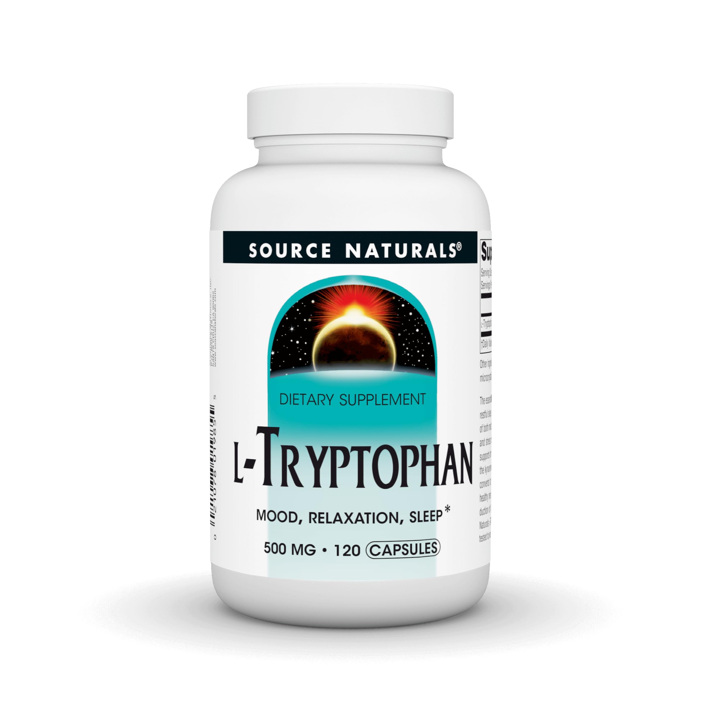 Source Naturals envase frontal mostrando cápsulas y cantidad 120 beneficios relajación