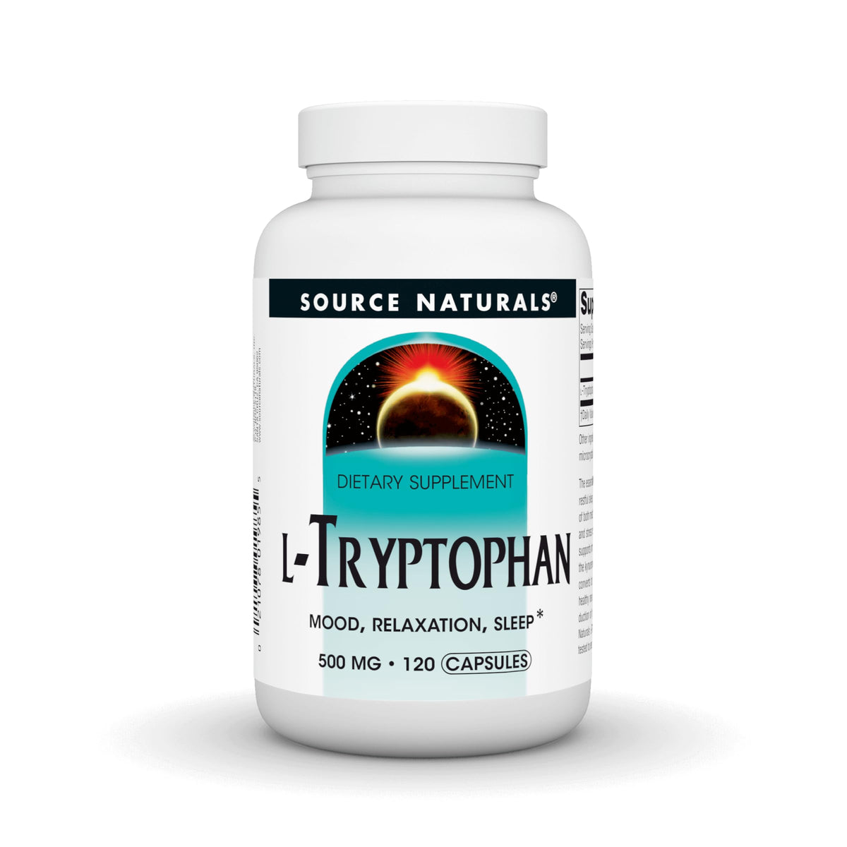 Source Naturals envase frontal mostrando cápsulas y cantidad 120 beneficios relajación