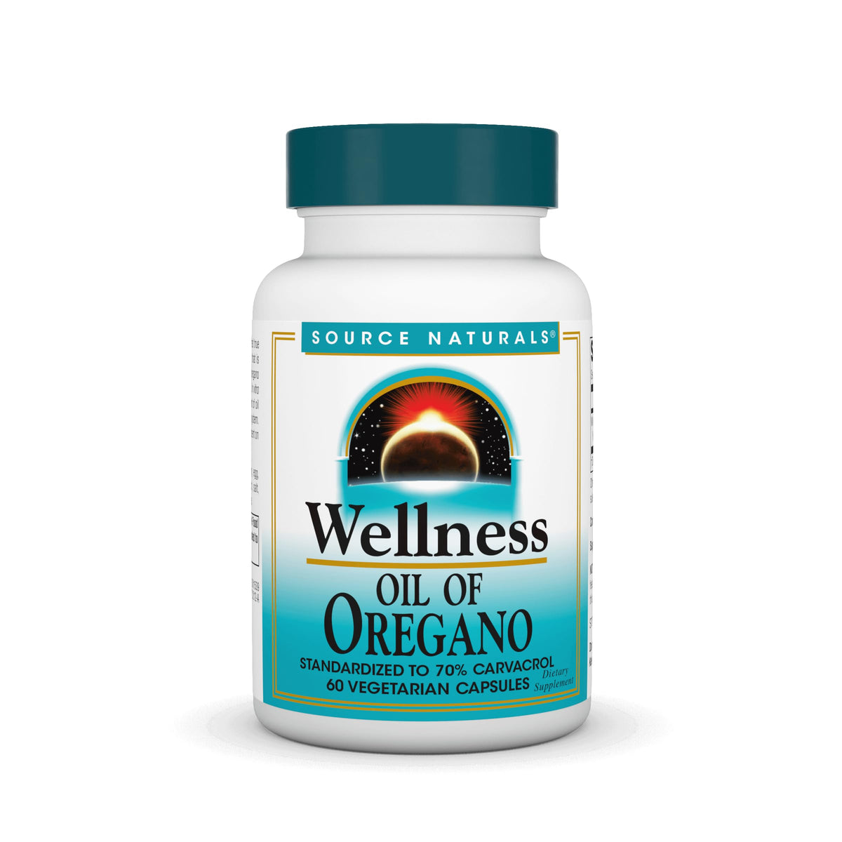Source Naturals frontal del envase mostrando 60 cápsulas y sello de 70% carvacrol