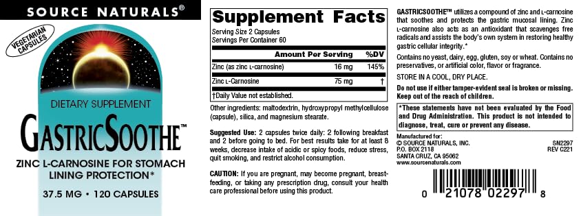 Source Naturals etiqueta con información nutricional y beneficios de formulación sin alérgenos