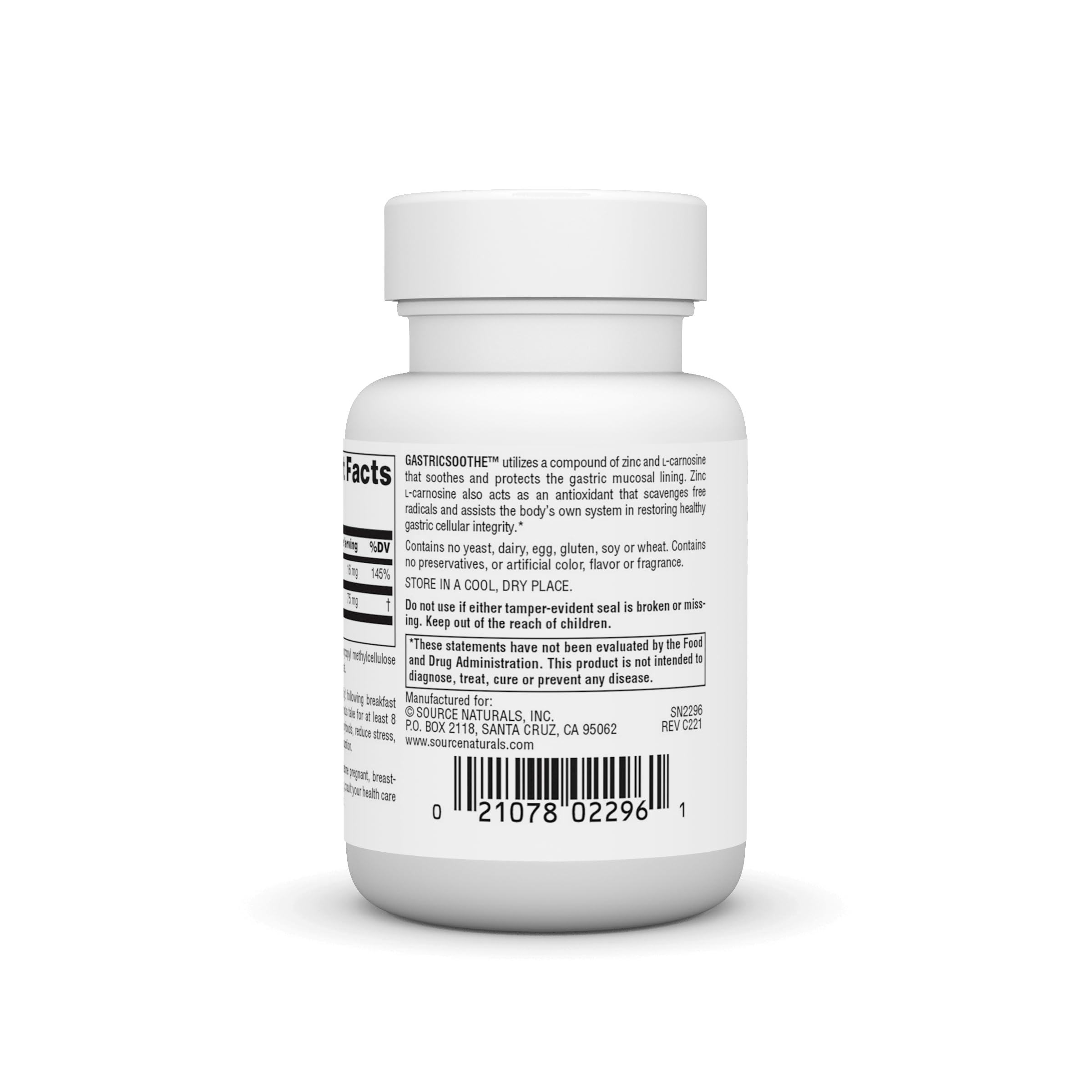 Source Naturals etiqueta con ingredientes y certificaciones visibles