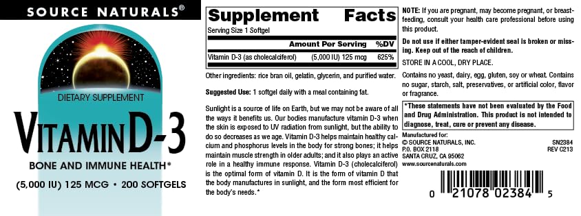 Source Naturals etiqueta con instrucciones y certificación cGMP visible