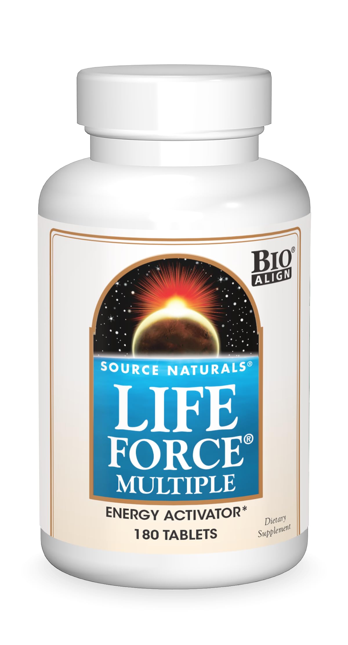 Source Naturals vista frontal del envase mostrando 180 tabletas y beneficios