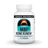Source Naturals botella frontal mostrando MBP Bone Renew y beneficio apoyo óseo