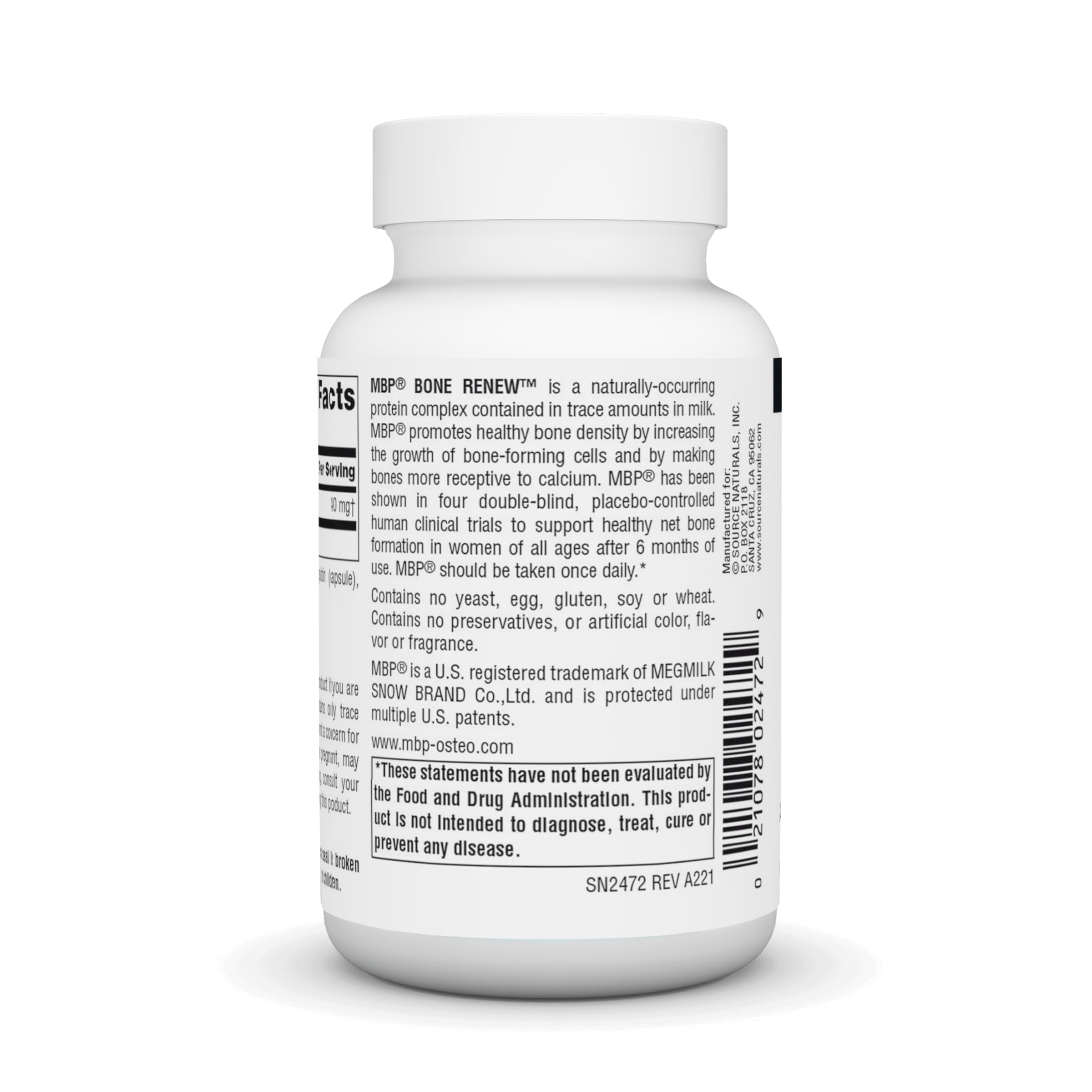Source Naturals cápsula en mano para comparar tamaño y conveniencia