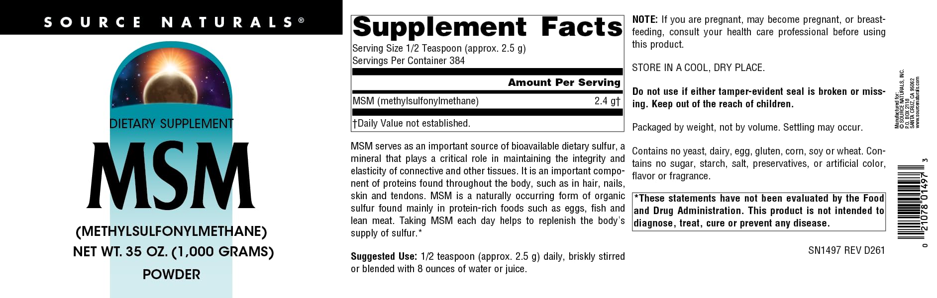 Source Naturals etiqueta con lista de ingredientes y certificaciones, transparencia del producto