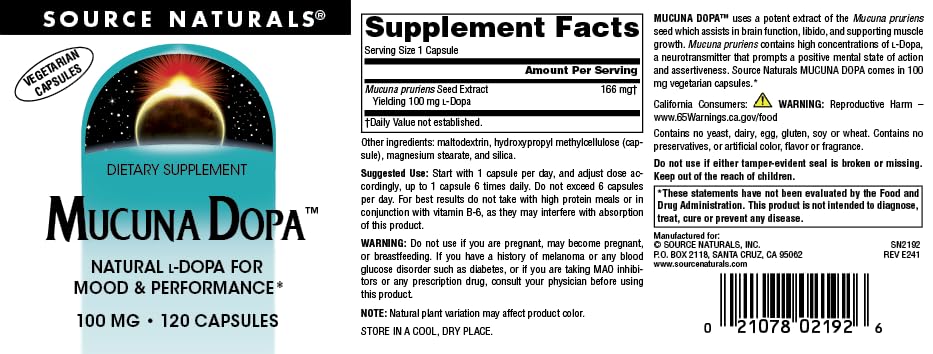 Source Naturals etiqueta nutricional y lista de ingredientes clara y visible
