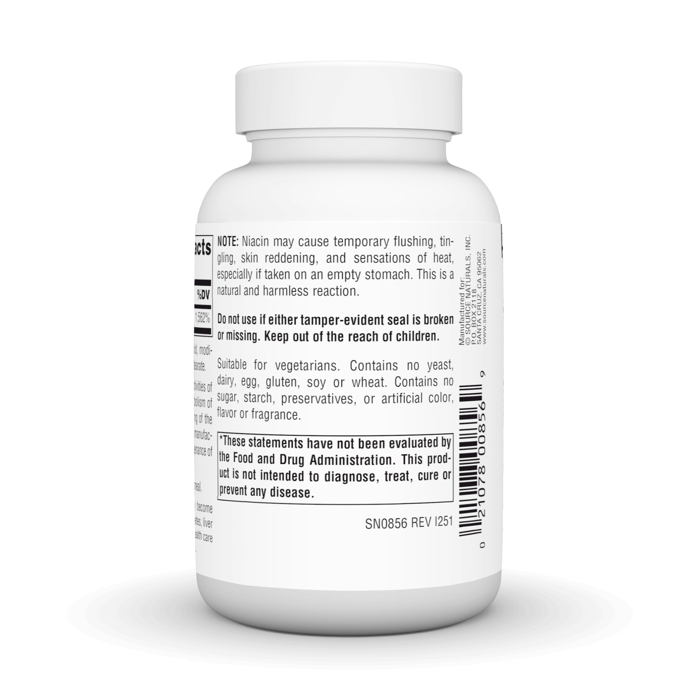 Source Naturals frasco abierto con tabletas visibles, acceso sencillo y almacenamiento seguro