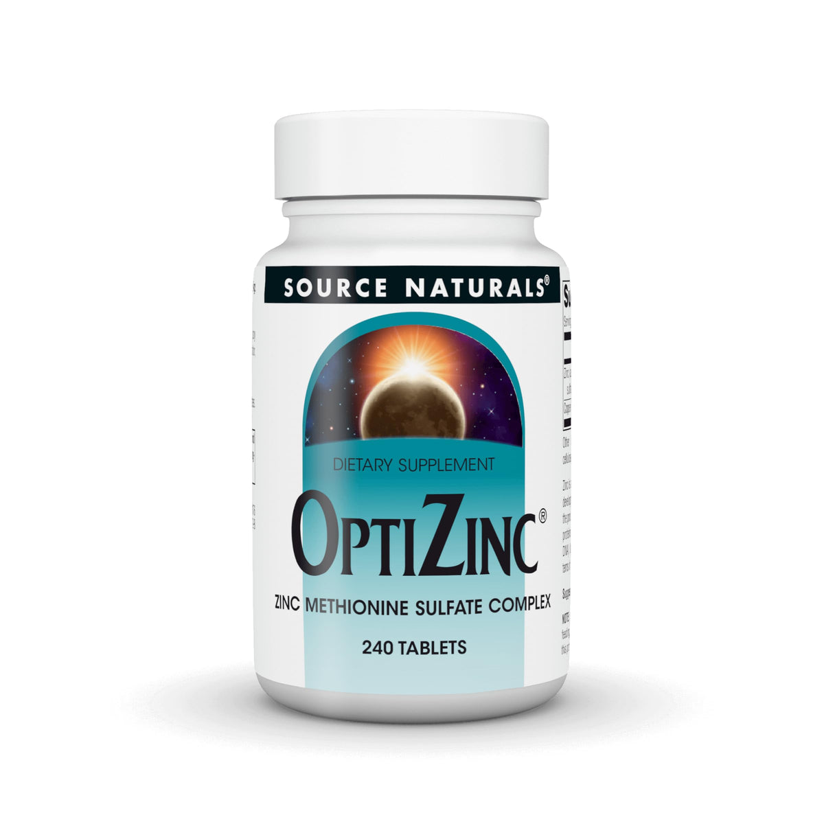 Source Naturals OptiZinc frasco frontal y ventaja de suministro a largo plazo