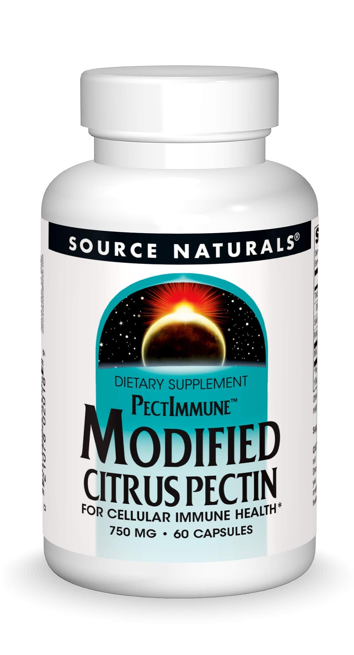 Source Naturals frasco frontal de PectImmune mostrando la etiqueta y presentación beneficiosa