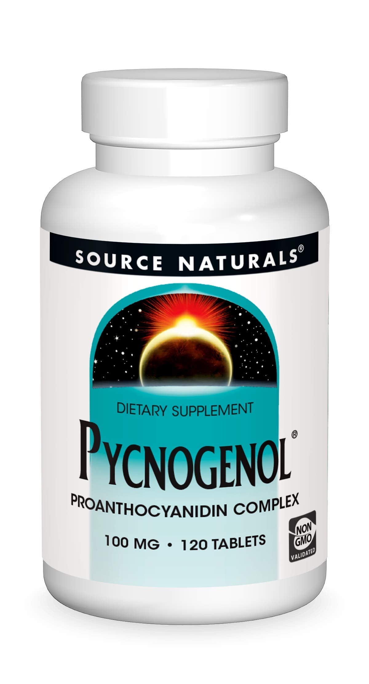 Source Naturals frasco frontal mostrando 120 tabletas y dosificación clara