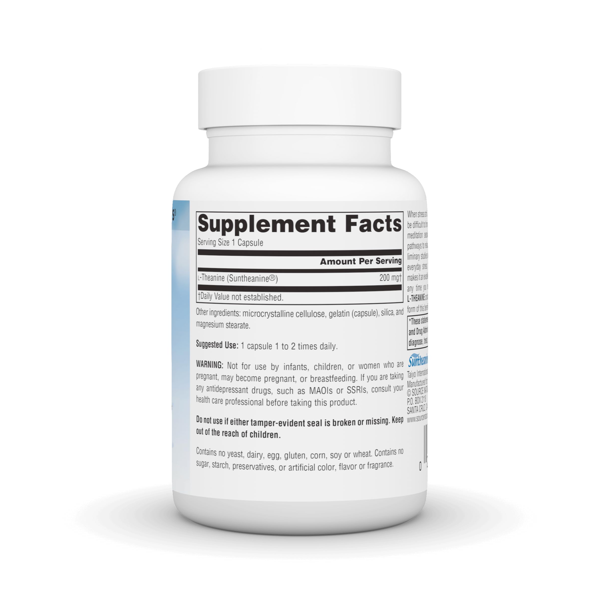 Source Naturals primer plano de una cápsula para apreciar textura y pureza