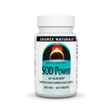 Source Naturals frasco frontal de SOD Power que muestra la etiqueta y tamaño