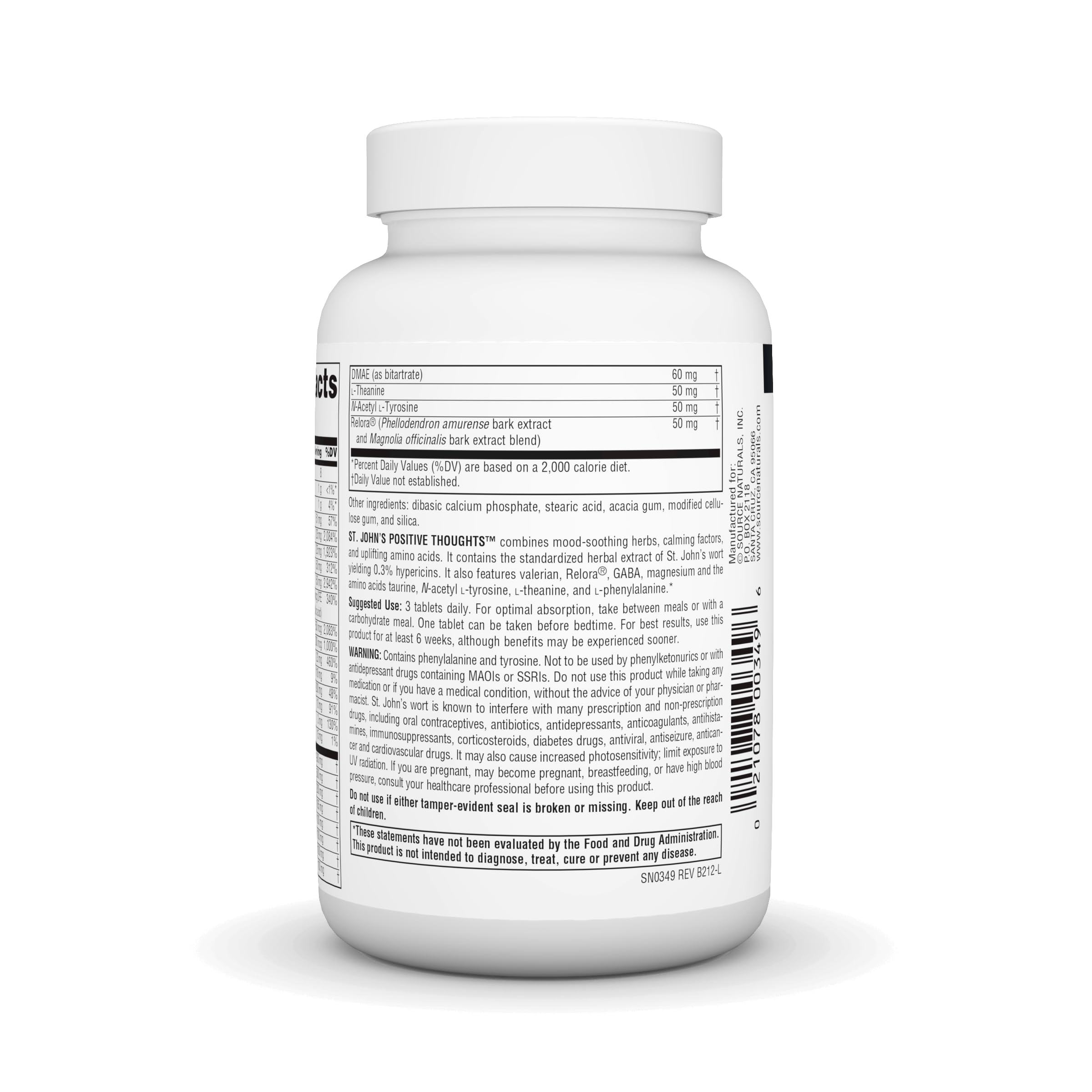 Source Naturals tableta en mano para comparar tamaño y dosificación