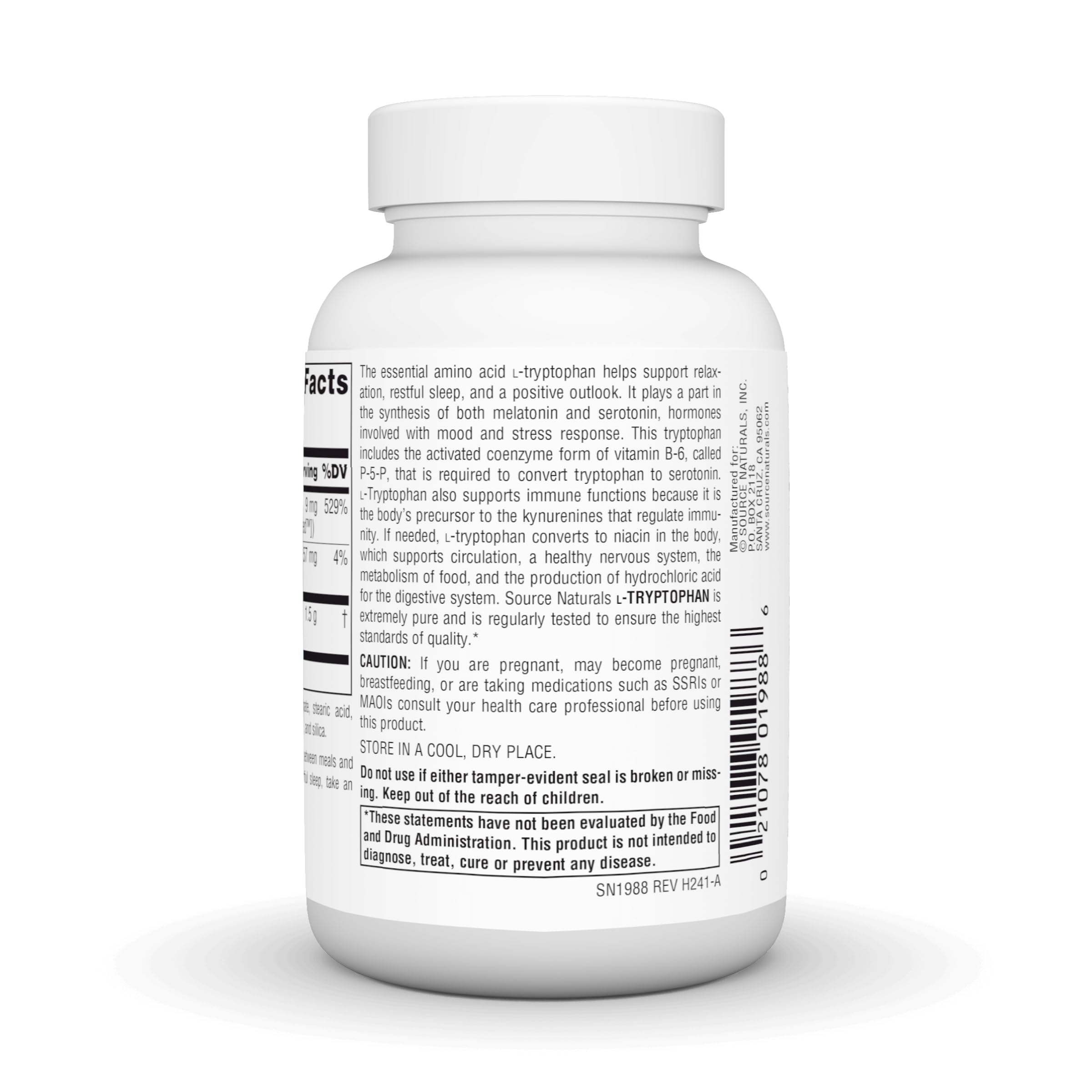 Source Naturals tableta en mano mostrando el tamaño real y escala