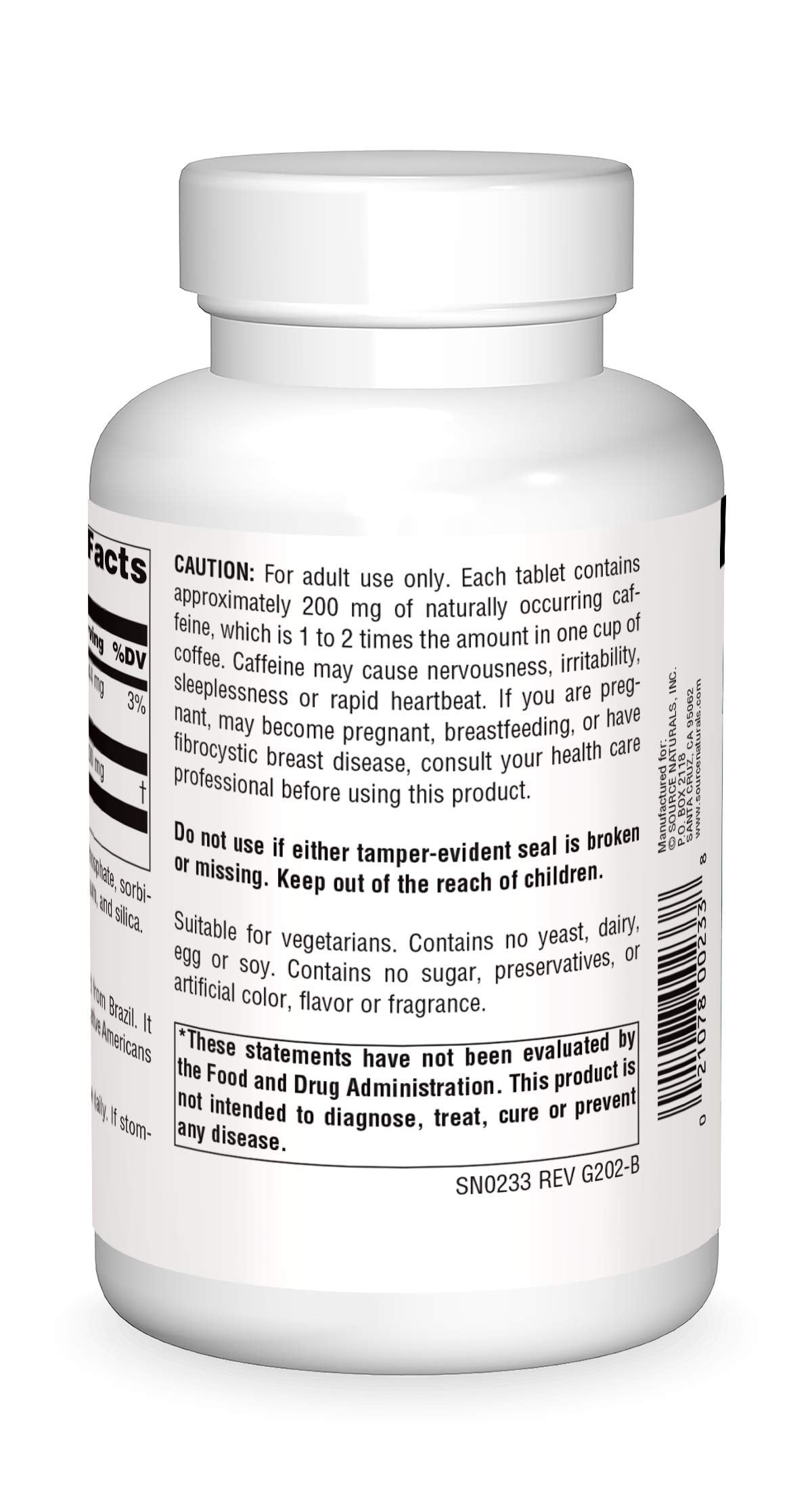 Source Naturals tabletas en primer plano resaltando textura y fácil ingestión