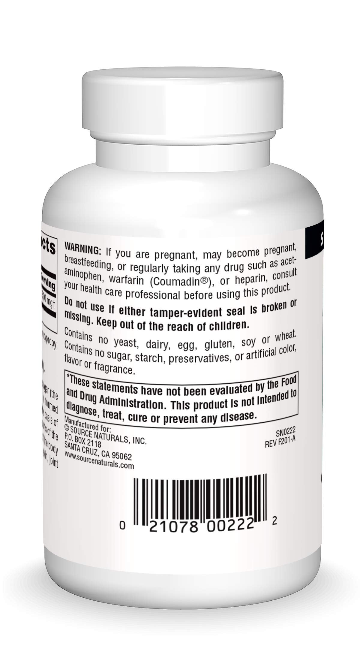 Source Naturals tableta en primer plano destacando textura y tamaño